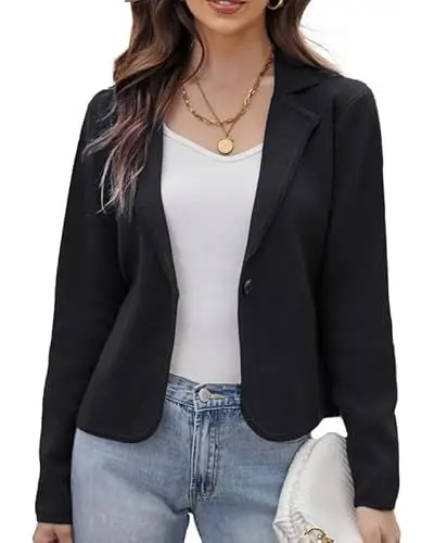 Produktbild: GRACE KARIN Damen Strickjacke Langarm V-Ausschnitt Herbst Winter Stretch Cardigan Button Down Pullover Strickwaren Schwarz L