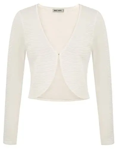 Produktbild: GRACE KARIN Damen Causal Bolero Elegant Arbeit OL Strickjacke Causal Cardigan Weiß L
