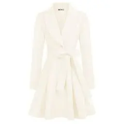 Produktbild: GRACE KARIN Damen Ivory Mantel Revers Wintercoat mit Gürtel Wintermantel Warm Jacke Mantel casual style Outwear Ivory L