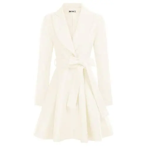 Produktbild: GRACE KARIN Damen Ivory Mantel Revers Wintercoat mit Gürtel Wintermantel Warm Jacke Mantel casual style Outwear Ivory L