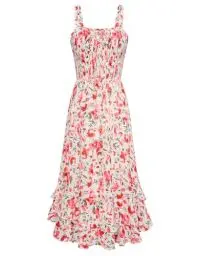 Produktbild: GRACE KARIN Damen Kleider Casual Strandkleider Elegant Blumenkleid Freizeitkleid Lässig Spaghetti Trägerkleid M Weiß-Rosa Blumen