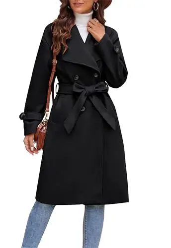 Produktbild: GRACE KARIN Damen Lockere Passform Übergröße Bequenes Langarm Mantel Elegant Winterdicke Mäntel Casual Warme Winddicht Jacke Schwarz M