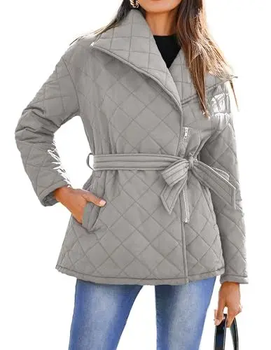 Produktbild: GRACE KARIN Damen Warme Winterjacke Einfarbig Gesteppt Mantel Winddichter Damen Mantel Elegant XXL CL2744-05/Grau