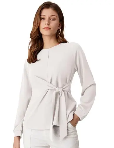 Produktbild: GRACE KARIN Frühling Herbst Winter Solide Farbe Langarm Oberteil für Ladies Sexy Party Cocktail Club Übergröße Bequemes Top Weiß S