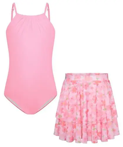 Produktbild: GRACE KARIN Girls Swimsuit Mädchen Badebekleidung Kinder Zweiteiliger Schwimmanzug Rosa 7-8 Jahre
