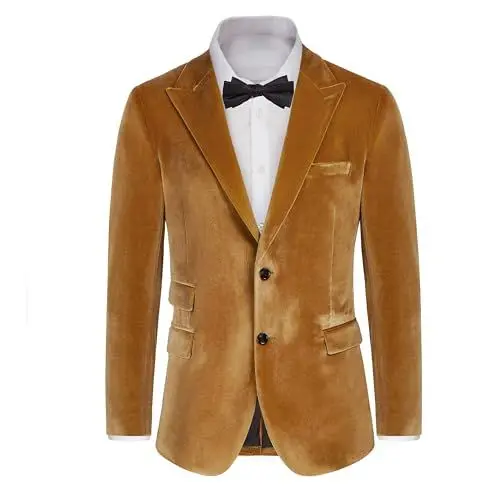 Produktbild: GRACE KARIN Herrn Fashion Spitzenrevers Regular Fit Blazer Casual Sportlich Golf Jacke Gold S