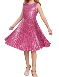 Produktbild: GRACE KARIN Mädchen Kleid Kinder A-Linie Midi Elegant Kleid Einschulung Kleider Frühling Tüllkleid 6-7 Jahre/Rose Rot -2