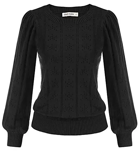 Produktbild: GRACE KARIN Oberteil Damen Strickpulli Langarm Pullover v Ausschnitt Pullover CL834-1 S