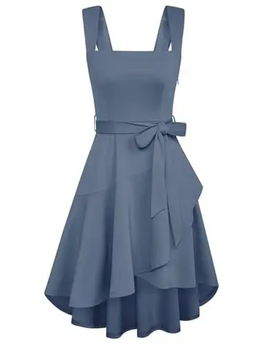 Produktbild: Damen mittelalterlicher Kleid 1950s A-Linie Cocktailkleid Kleid Blaugrau XL