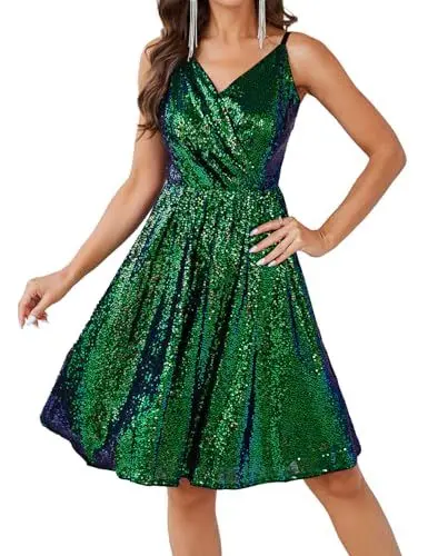 Produktbild: trägerkleid Knielang Retro Kleid a Linie Damen Festliche Kleider perlen Swing Kleid CL0526-3 XL
