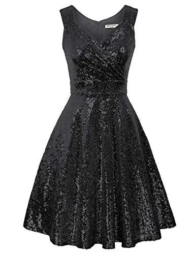 Produktbild: GRACE KARIN Retro Kleid Damen 50s Kleider Knielang v Ausschnitt Kleid perlen Petticoat Kleid CL1061-3 M