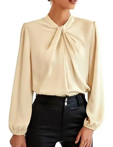 Produktbild: Business Oberteil Damen Bluse Langarm Aprikose Pullover top Fashion CL2199-3 L