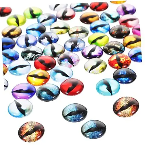 Produktbild: GRADENEVE 100st Augenzubehör Falsche Augen Plüschfigur Spielzeug Stofftiere Kristallperlen Abstandsperlen Mit Runden Ösen Edelstein-cabochons Drachenauge Gem Wackelaugen Basteln Glas