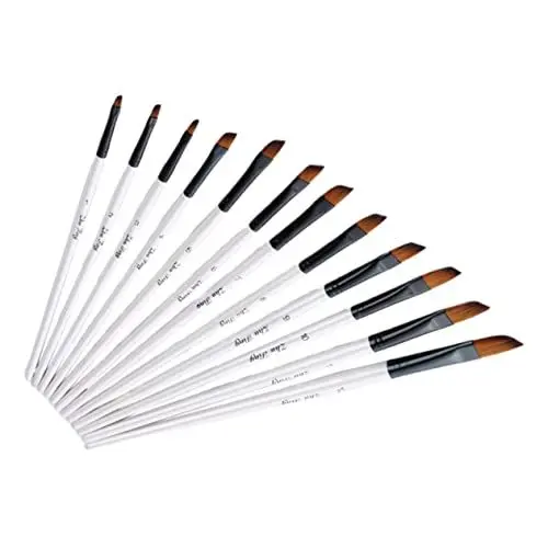 Produktbild: GRADENEVE 12 Teiliges Malpinsel Set Mit Nylonhaaren Und Holzgriffen Ideal Für Aquarell Und Ölgemälde Künstlerpinsel Für Kreative Projekte Und Hobbymalerei