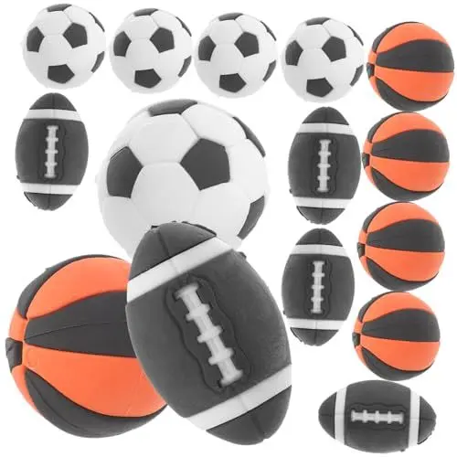 Produktbild: GRADENEVE 15stücke Sportball Radiergummis Bleistift-radierer Fußball Basketball Und American Football-formen Kreative Farbenfrohe Designs Für Belohnung Für Partytüten