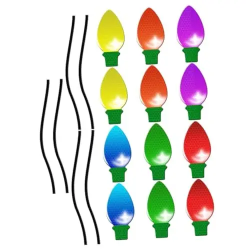 Produktbild: GRADENEVE 1 Satz Glühbirne Reflektierende Aufkleber Garagentormagnete Dekoration Weihnachten Reflektierende Glühbirnen-magnetdekorationen Reflektierende Weihnachtslichtmagnete Für Autos PVC