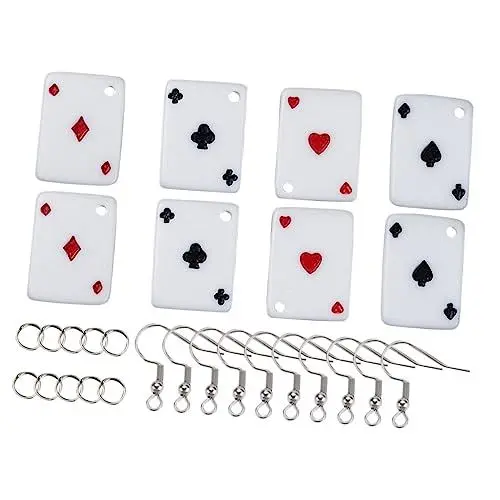 Produktbild: GRADENEVE 1 Schachtel Spielkarten-Ohrringe Poker Perlenset Stifte Reize Perlen für Armbänder spielkarten ohrringe bastelmaterial DIY Halskette Zubehör Spielkartenanhänger für Halskette Harz