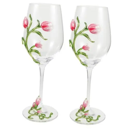 Produktbild: GRADENEVE Weingläser Mit Hohem Fuß Und Tulpenblumenmuster 2er-set Für Whisky Und Wein