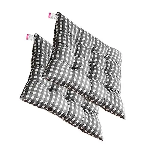 Produktbild: GRADENEVE 2 Stück Quadratisches Sitzkissen Gittermuster Verdicktes Kissen Für Büro Und Esszimmerstuhl Schwarz Komfortable Sitzauflage Für Stühle