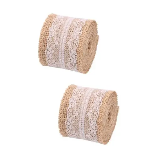 Produktbild: GRADENEVE 2stücke Dekoratives Juteband Mit Spitze Bastelmaterial Für -projekte Hochzeit Und Dekoration Aus Natürlichem Material Sicher Und Vielseitig Einsetzbar