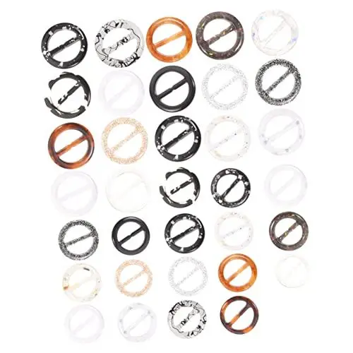 Produktbild: GRADENEVE 34 Stück Schalschnallenring aus Kunstharz japanischer Knopfclip für T-Shirt geknotetes Accessoire modischer Schalkreisring für Frauen Broschenschnallenring