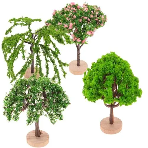 Produktbild: GRADENEVE 4 Stück Simulierter Minibaum Künstliche Pflanzen Wohnkultur Im Freien Künstliche Hängepflanze Miniaturbaum Künstlicher Baum Bäume Modelllandschaft Bonsai Baum Basen Plastik Green