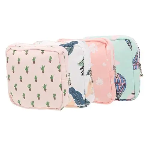 Produktbild: GRADENEVE 4 Stück Zarte Tamponbeutel Tragbare Damenbindenbeutel Kleine Menstruationskissenbeutel Praktische Tamponhalter Tasche Für Unterwegs Faltbare Hygieneartikel Aufbewahrungstasche