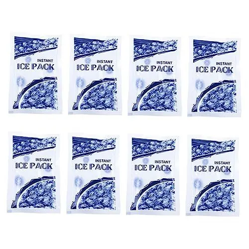 Produktbild: GRADENEVE 8 Stück Packungen Eisbeutel getrocknetes Eispad heiße kalte kompresse sofortige kalte Kompresse ice bag eistüten ice pack kühlgel eispack Erste-Hilfe-Material Eiskristalle Weiß
