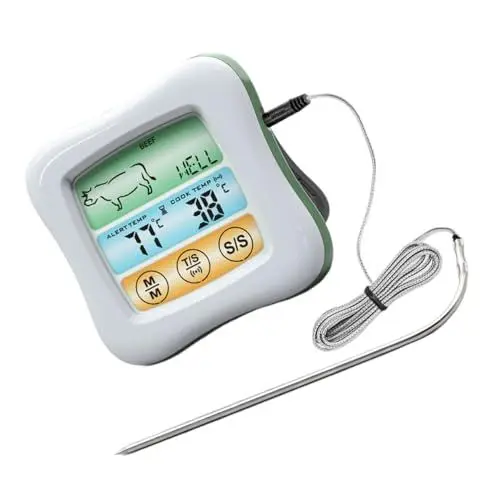 Produktbild: GRADENEVE Grillthermometer Backtemperaturmessung Ofenthermometer Digital Wasserdichte Zeitschaltuhr Küchenerinnerungsalarm Lebensmittelgrill Yakitori-grill Abs Anti-schutz-kunststoff
