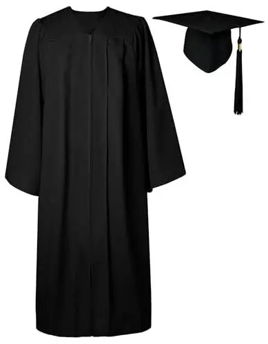 Produktbild: GraduatePro Abschluss Talar mit Hut Schwarz Absolventen Robe Bachelor Uni Master Kostüm Geschenke Absolventen Akademischer Herren Damen 51 Plus=M Große Größen