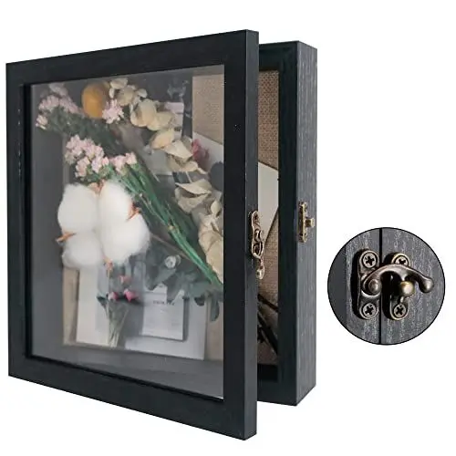 Produktbild: GraduatePro 3d bilderrahmen 20x20 zum befüllen schaukasten wand für Schwarz Objektrahmen Hochzeit Box Deko Oder Schreibtisch