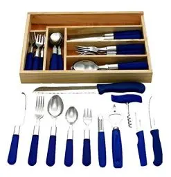 Produktbild: GRÄWE Starter-Set für 6 Personen, 37-teilig, Besteck aus Edelstahl, Menübesteck 30-teilig, inkl. 3 Küchenmesser, 3 Küchenhelfer, Schubladeneinsatz - Serie Milano
