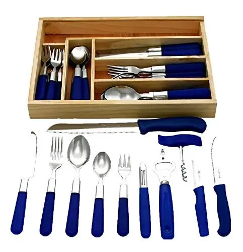 Produktbild: GRÄWE Starter-Set für 6 Personen, 37-teilig, Besteck aus Edelstahl, Menübesteck 30-teilig, inkl. 3 Küchenmesser, 3 Küchenhelfer, Schubladeneinsatz - Serie Milano