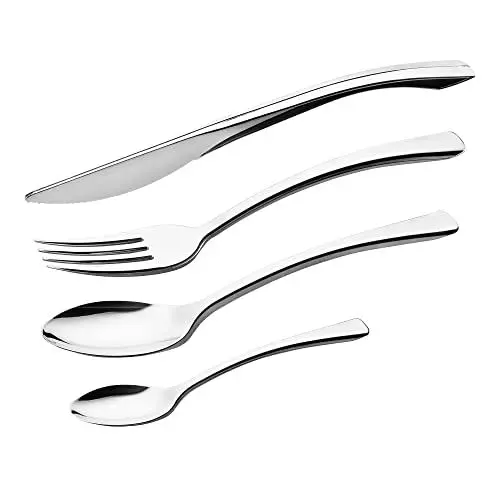 Produktbild: GRÄWE Tafelbesteck 200-tlg. für 50 Personen, Besteck aus Kunststoff, Edelstahllook silber - wiederverwendbar