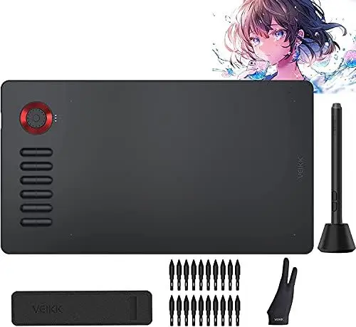 Produktbild: Grafiktablett VEIKK A15PRO, 10x6 Zoll Pen Tablet mit Batterielosem Stift und 8192 Professionellen Druckstufen, Kompatibel mit Win/Linux/Android/Chrome OS/Mac