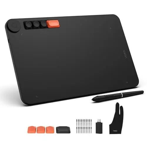 Produktbild: Grafiktablett VEIKK Voila L 10x6 Zoll Zeichentablett mit Drucksensitivem Stift,4 Anpassen Mechanische Tasten und 1 Rad Graphics Tablet für Zeichnung,Online,E-Signaturen,Foto- und,Videobearbeitung,OSU