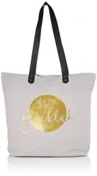 Produktbild: Grafik-Werkstatt Damen Grafik Werkstatt Shopper Damen Tasche Shopping Bag Leinen grau gold gl cklich Indi, Grau, 47,5x39x47,5 cm (B x H T) EU