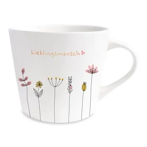 Produktbild: Grafik-Werkstatt Kaffee-Tasse mit 100% Echtgold | Porzellan Tasse | 420 ml | Lieblingsmensch, Weiß-schwarz