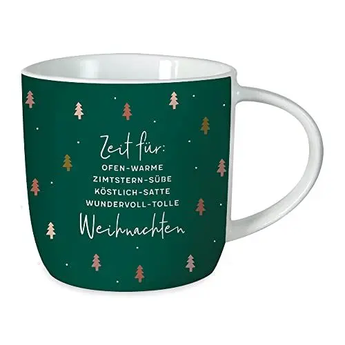Produktbild: Grafik-Werkstatt Kaffeetasse mit Spruch 300 ml | Porzellan-Tasse Weihnachten | Zeit für Weihnachten, Grün