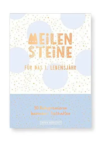 Produktbild: Grafik-Werkstatt Meilenstein-Box | Meilenstein-Karten (für das 1. Lebensjahr) | Geschenk | blau für Jungs, 30 Stück