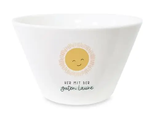 Produktbild: Grafik-Werkstatt Müsli-Schale mit Echtgold | Porzellan Schüssel | Gute Laune, Weiß