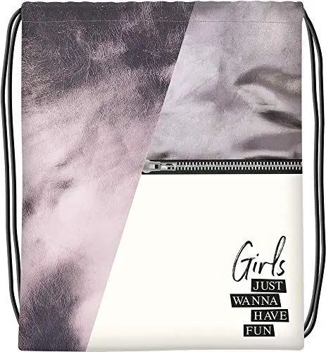 Produktbild: Grafik-Werkstatt Turnbeutel | Rucksack mit Metallic-Akzenten | hochwertiger Gym Bag | Girls just wanna have fun