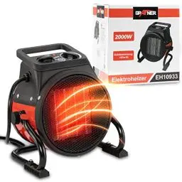 Produktbild: Grafner Keramik Heizlüfter mit 2000 Watt 2KW, 3 Heizstufen, automatischer Thermostat, kraftvoller Turbo Heizer, PTC-Element, Überhitzungsschutz, Bauheizer elektrisch, Elektroheizung, Zeltheizung