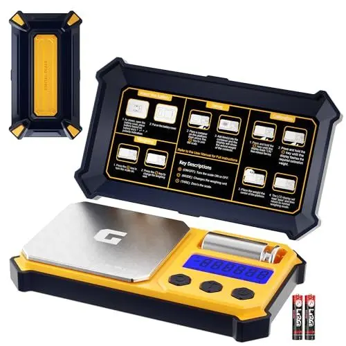Produktbild: GRAM PRES Digitale Taschen-Gramm-Waage 300g x 0,01g Genauigkeit, kleine tragbare Präzisionswaage mit Digitalgewicht in Gramm und Oz für Schmuck, Diamanten, Pulver und Medizin, mit 50g Cal-Gewichten