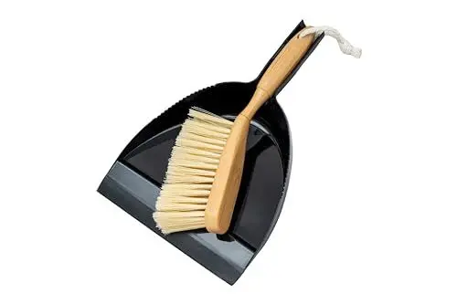 Produktbild: GRANA Home Dusty – Nachhaltiges Kehrset mit Bambusgriff | Handfeger & Schaufel mit Gummilippe für gründliche Reinigung im Haushalt