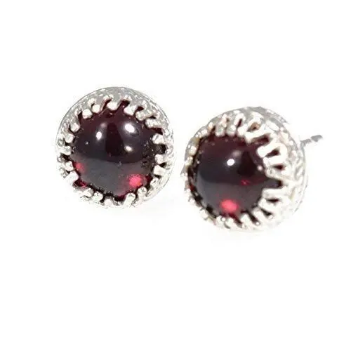 Produktbild: Granat Ohrringe Sterling Silber zierliche rote Granat Ohrstecker Granat
