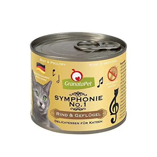 Produktbild: GranataPet Symphonie No. 1 Rind & Geflügel, Katzenfutter ohne Getreide & Zuckerzusätze, Filet in natürlichem Gelee, delikates Nassfutter für Katzen, 6 x 200 g