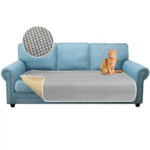 Produktbild: Granbest Dicke Mikrofaser Samt Sofa Sitzbezug 3-Sitzer Sofabezug, Hohe Dichte Anti-Rutsch Couchbezug, Vier Jahreszeiten Universal Waschbare Sofaschutz für Haustiere und Kinder (3 Sitzer, Hellgrau)