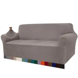 Produktbild: Granbest High Stretch Sofabezug Moderne Sofaüberwurf Jacquard Elastische Sofahusse für Wohnzimmer Protector für Hunde Haustiere (3 Sitzer, Taupe)
