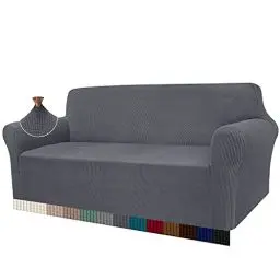 Produktbild: Granbest High Stretch Sofabezug Moderne Sofaüberwurf Jacquard Elastische Sofahusse für Wohnzimmer Protector für Hunde Haustiere (3 Sitzer, Grau)